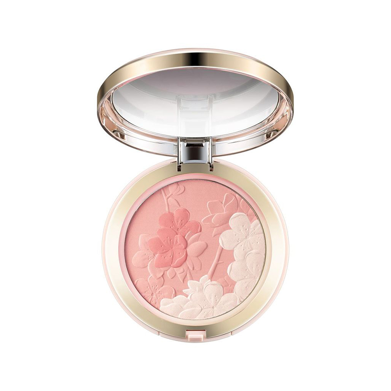 Maquillaje en polvo con rubor perlado multicolor