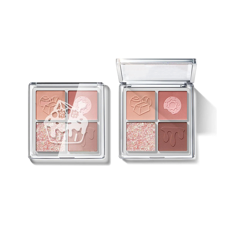 Paleta de sombras de ojos con brillo mate portátil de 4 colores